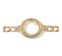 Jewelco London Solid 9ct Yellow Gold Lizard Curb Twist Rope Edge 8mm Full Sovereign 1/4oz Britannia Coin Mount Bracelet, 7.5 inch 19cm