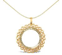 Jewelco London Solid 9ct Yellow Gold Loop Spiral Frame Full Sovereign Coin Mount Pendant - JSP008-F