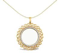 Jewelco London Solid 9ct Yellow Gold Loop Spiral Frame Half Sovereign Coin Mount Pendant CZ Bezel