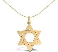 Jewelco London Solid 9ct Yellow Gold Magen David Star Charm Pendant