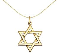 Jewelco London Solid 9ct Yellow Gold Magen David Star Charm Pendant