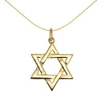 Jewelco London Solid 9ct Yellow Gold Magen David Star Charm Pendant