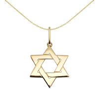 Jewelco London Solid 9ct Yellow Gold Magen David Star Charm Pendant - JPD140