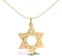 Jewelco London Solid 9ct Yellow Gold Magen David Star Charm Pendant - JPD141
