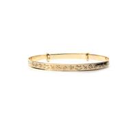 Jewelco London Solid 9ct Yellow Gold Nursery Rhymes Learning Toys Pattern 3mm Expanding Baby Bangle Bracelet - JKB008