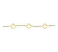 Jewelco London Solid 9ct Yellow Gold Open Clover Link 8mm Charm Bracelet, 6.5-7.5" 16.5-19cm