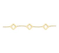 Jewelco London Solid 9ct Yellow Gold Open Clover Link 8mm Charm Bracelet, 6.5-7.5" 16.5-19cm