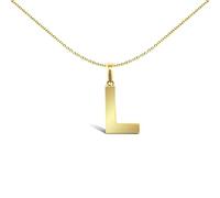 Jewelco London Solid 9ct Yellow Gold Polished Block Identity Initial Charm Pendant Letter L - JIN018-L
