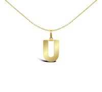 Jewelco London Solid 9ct Yellow Gold Polished Block Identity Initial Charm Pendant Letter U - JIN018-U
