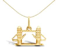 Jewelco London Solid 9ct Yellow Gold River Thames Tower Bridge Charm Pendant - JPD430