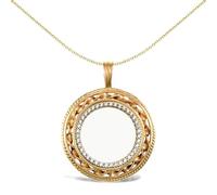 Jewelco London Solid 9ct Yellow Gold Rope Candy Twist Frame Half Sovereign Coin Mount Pendant CZ Bezel