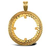 Jewelco London Solid 9ct Yellow Gold Rope Edge Frame Half Sovereign Coin Mount Pendant