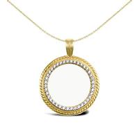 Jewelco London Solid 9ct Yellow Gold Rope Edge Frame Half Sovereign Coin Mount Pendant CZ Bezel