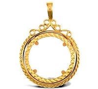 Jewelco London Solid 9ct Yellow Gold Rope Edge Scroll Top Full Sovereign Coin Mount Pendant