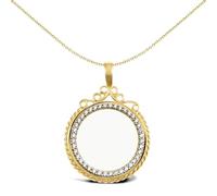 Jewelco London Solid 9ct Yellow Gold Rope Edge Scroll Top Half Sovereign Coin Mount Pendant CZ Bezel
