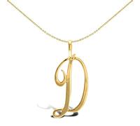 Jewelco London Solid 9ct Yellow Gold Script Identity Initial Pendant Letter D - JIN002-D