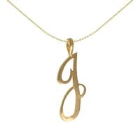 Jewelco London Solid 9ct Yellow Gold Script Identity Initial Pendant Letter J