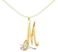 Jewelco London Solid 9ct Yellow Gold Script Identity Initial Pendant Letter M