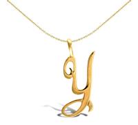 Jewelco London Solid 9ct Yellow Gold Script Identity Initial Pendant Letter Y - JIN002-Y