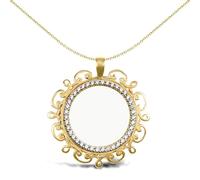 Jewelco London Solid 9ct Yellow Gold Scroll Frame Half Sovereign Coin Mount Pendant CZ Bezel
