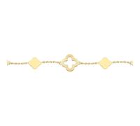Jewelco London Solid 9ct Yellow Gold Sunburst Diamond-cut Clover Link 10mm Charm Bracelet, 6.5-7.5" 16.5-19cm