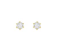 Jewelco London Solid 9ct Yellow Gold White Round Brilliant Cubic Zirconia 6 Claw Solitaire Heavy Weight Stud Earrings, 3mm 0.20CTS - JES125