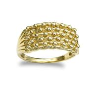 Jewelco London Solid Hallmarked Gold-plated 925 Sterling Silver 5 Row King George III Keeper Guard Rope Edge Ring 10mm