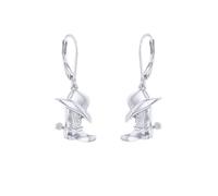 Jewelco London Solid Rhodium Plated Sterling Silver Cowboy Cowgirl Hat & Boots Drop Earrings