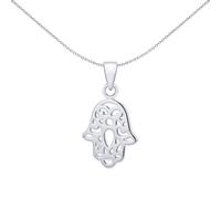 Jewelco London Solid Rhodium Plated Sterling Silver Hamsa 5 Hand Cutout Charm Pendant