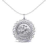 Jewelco London Solid Sterling Silver Loop Spiral Frame St George & Dragon Medallion Pendant (Full Sov Size) - ASP002-F-SG