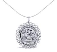 Jewelco London Solid Sterling Silver Loop Spiral Frame St George & Dragon Medallion Pendant (Half Sov Size) - ASP002-H-SG