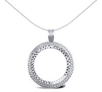 Jewelco London Solid Sterling Silver Rope Edge Frame Full Sovereign Coin Mount Pendant
