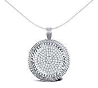 Jewelco London Solid Sterling Silver Rope Edge Frame Half Sovereign Coin Mount Pendant CZ Disc