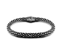 Jewelco London sterling silver black rhodium plated Snakeskin Snap N Stack Mirror Popcorn Chain Bracelet - ABB135C