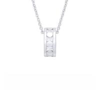 Jewelco London Sterling Silver CZ Baguette Loop Pendant Necklace