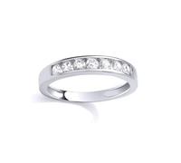 Jewelco London Sterling Silver CZ Channel Set Half Eternity Ring