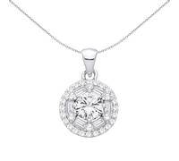 Jewelco London Sterling Silver CZ Fancy Round & Baguette Pendant