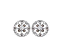 Jewelco London Sterling Silver CZ Filigree Floral Stud Earrings
