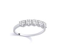 Jewelco London Sterling Silver CZ Five Stone Eternity Ring