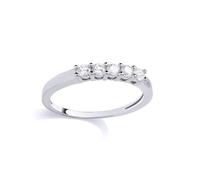 Jewelco London Sterling Silver CZ Five Stone Half Eternity Ring