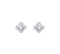 Jewelco London Sterling Silver CZ Flower Stud Earrings