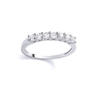 Jewelco London Sterling Silver CZ Half Eternity Ring