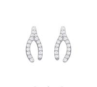 Jewelco London Sterling Silver CZ Horseshoe Stud Earrings