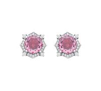 Jewelco London Sterling Silver CZ Pink Accola Octagonal Rose Cut Stud Earrings