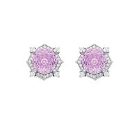 Jewelco London Sterling Silver CZ Purple Octagonal Rose Cut Stud Earrings