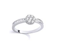 Jewelco London Sterling Silver CZ Round Halo Ring