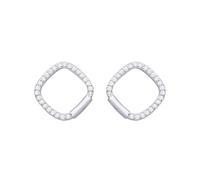 Jewelco London Sterling Silver CZ Square Cutout Stud Earrings