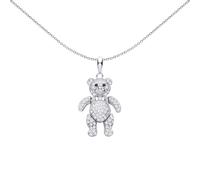 Jewelco London Sterling Silver CZ Teddy Bear Pendant