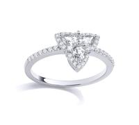 Jewelco London Sterling Silver CZ Triple Heart Cluster Ring