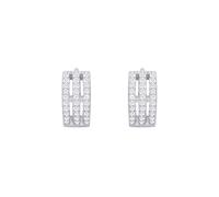 Jewelco London Sterling Silver CZ Triple Row Huggie Hoop Earrings